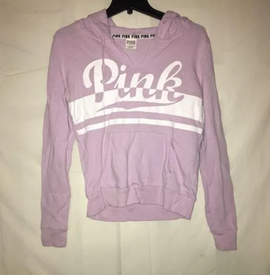 Lavender Purple V-Neck Victoria'S Secret Pink Hoodie Sweatshirt - Image 3