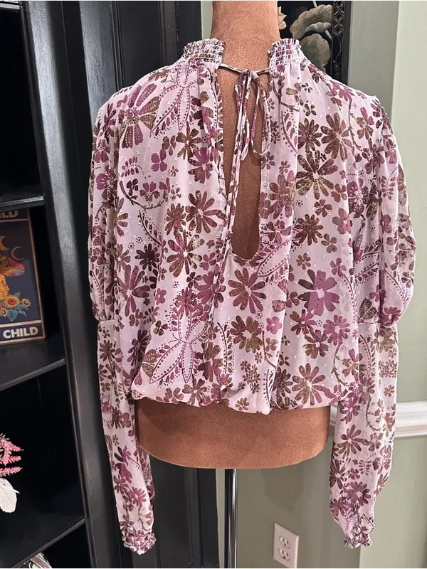 Free People Clarissa Printed Top – Lilac Grey Combo – Size Medium - Image 9