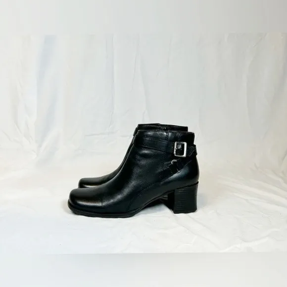 Vintage 90s Covington Black Leather Fawn Square Toe Booties Ankle Boots~7~ - Image 4