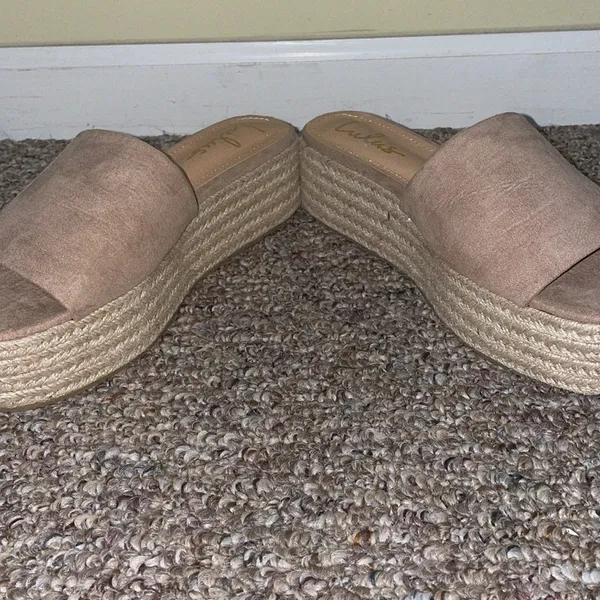 Womens Like New Lulus O'Ahu 2 Mauve Suede Espadrille Platforms - Image 4