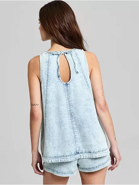 052- And Now This Blue Denim Denim Sleeveless Tunic Top Size XXS - Image 3