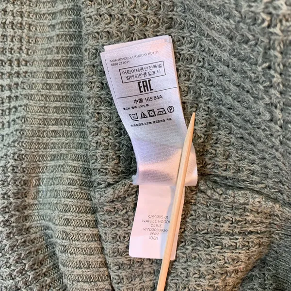 GAP Womens XS Olive Green Waffle Knit Hoodie Drawstring‎ Pullover Casual - Image 8