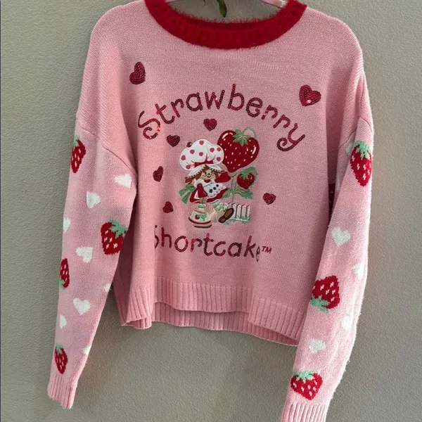 Pink Strawberry Shortcake Sweater Size M - Image 2