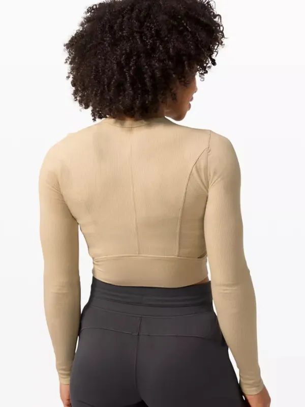 Lululemon LA Cut-Out-Waist Crop LS Size 10 Athleisure Crop Workout Top - Image 3
