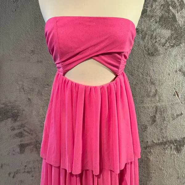 For Love & Lemons Juni Tulle‎ Maxi Dress in Pink Sparkle Glitter Size XS - Image 2