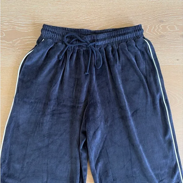 White Fox Velour Track Pants Soul Fire Size S Navy Blue White - Image 2