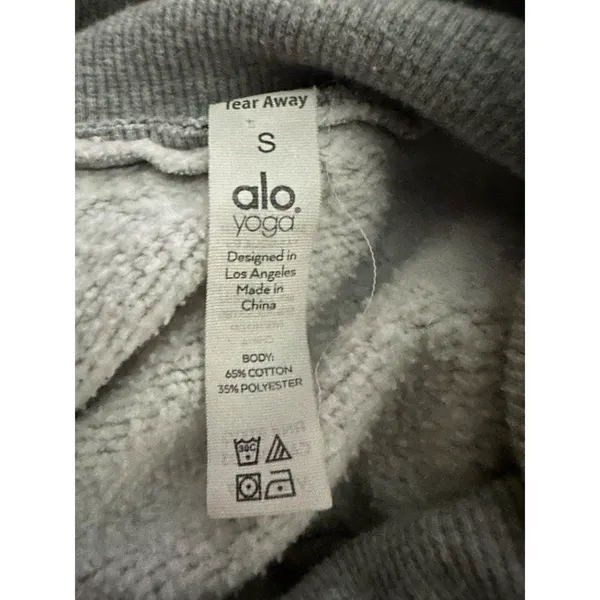 Alo Yoga Effortless Gray Cropped Hoodie heathered grey size small - Image 5