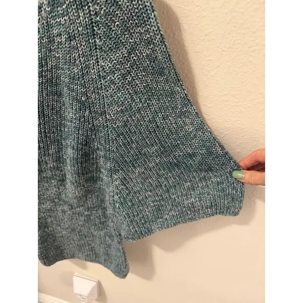 LOFT Outlet Teal White V-Neck Sweater M - Image 5