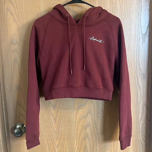 Alphalete Signature‎ Maroon Cropped Fleece Hoodie Small NWT - Image 8