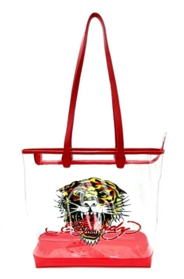 Ed Hardy Clear PVC Tattoo Tiger Carry All Tote With Matching Wallet - Image 3