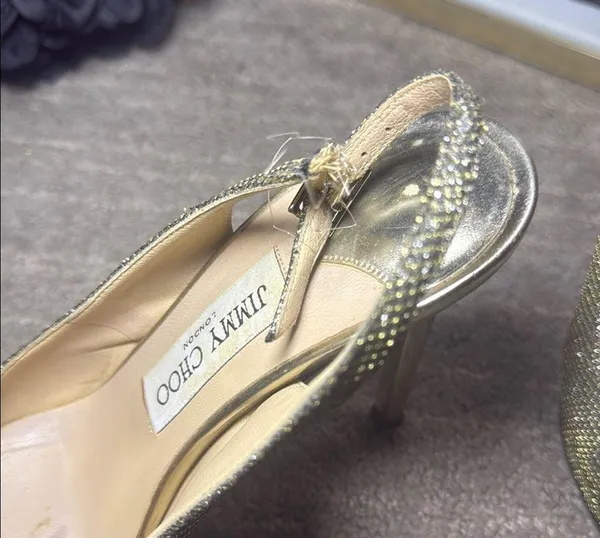 Jimmy Choo Gold Slingback Heels - Image 7