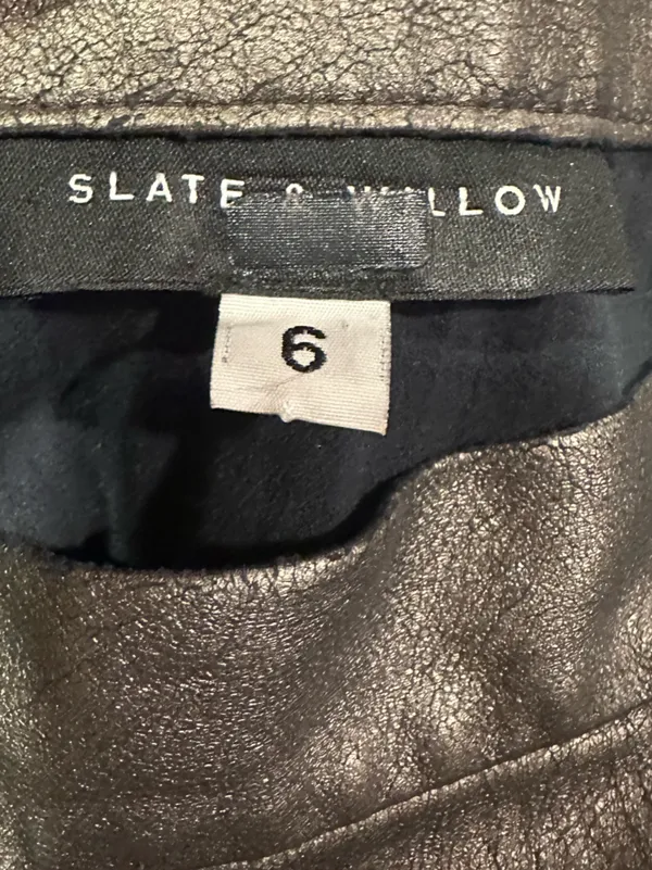 Slate & Willow Gunmetal Faux Leather Skirt 6 Pleated Indie Steampunk - Image 4