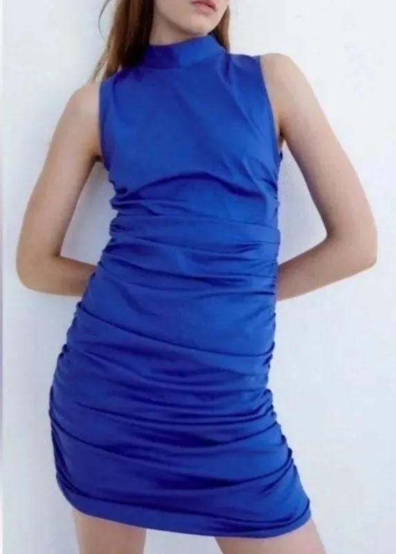 ZARA Blue Mini Dress - Image 5