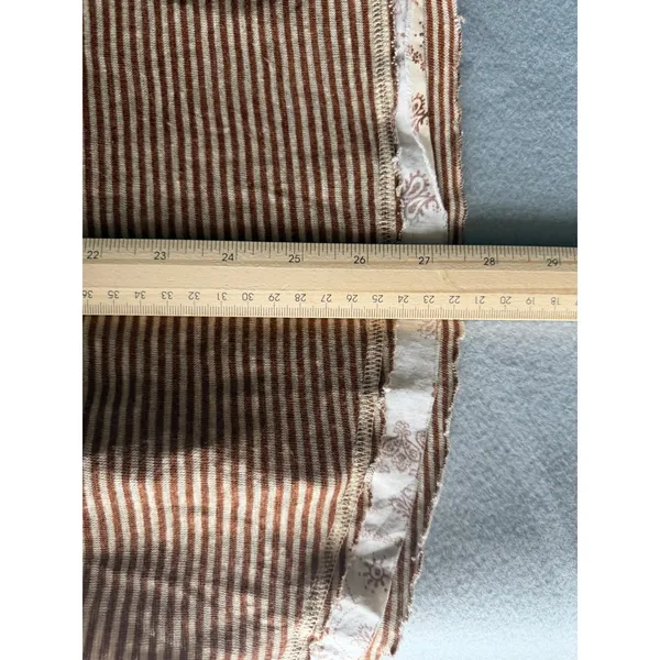 Free People Tank Top Striped Henley Medium Brown Linen Blend Boho Sleeveless - Image 13