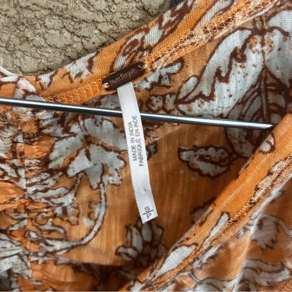 Free People Long Sleeve Say The Word Blouse Blood Orange Floral Size Small - Image 3