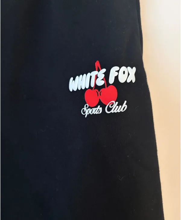 White fox boutique Club 14 Cassie cherry sport logo black Wide Leg Sweatpants ❤️ - Image 7