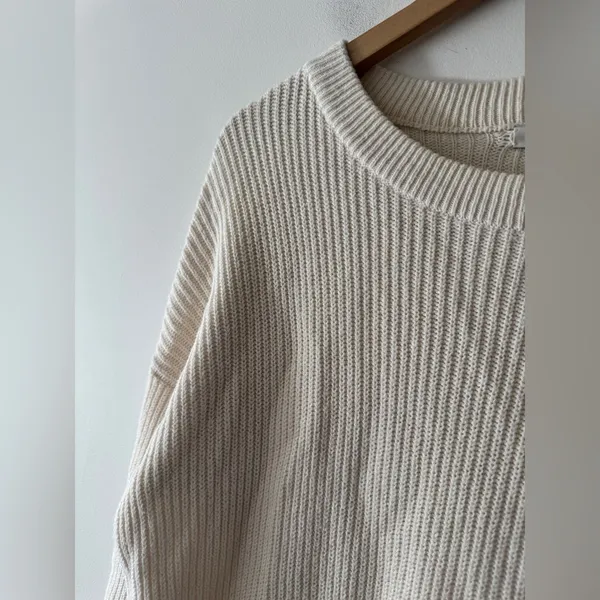 Madewell Bright‎ Ivory Knit Patch Pocket Pullover Sweater J8782 - Image 3