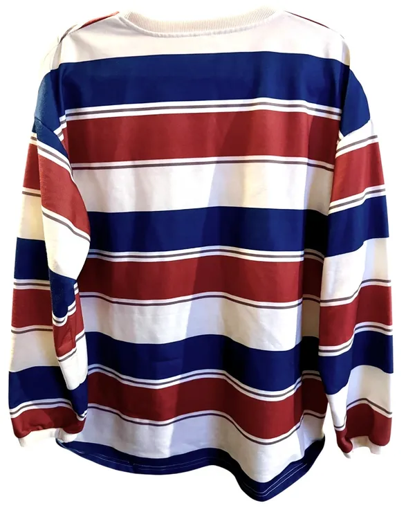 Boomny Unisex Long Sleeve Striped Boxy Crew Neck Shirt - Image 5