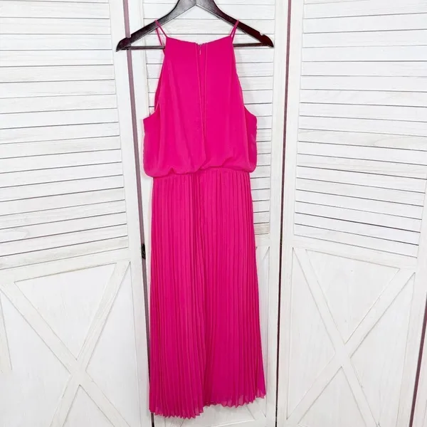 Sam Edelman‎ Pleated Skirt Fit Flare Sleeveless Midi Dress Sundress Pink Small - Image 10