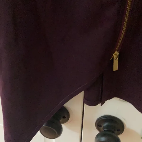 Nina Leonard NWT eggplant zipper‎ dress asymmetric large new plum gold - Image 4