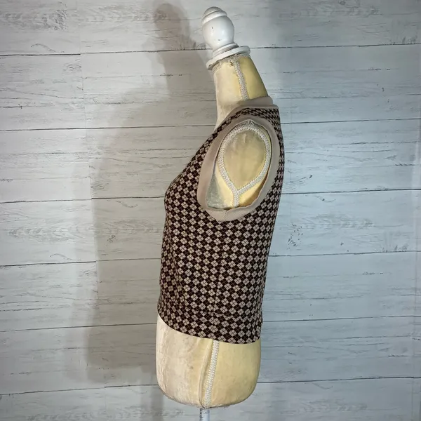 Urban Romantics Y2K Argyle Vest Women’s M Brown Preppy Retro Lightweight Academia - Image 5