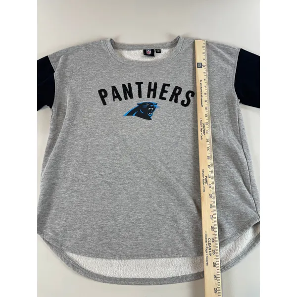 NFL Team Apparel Sweatshirt Size XL Womens Gray Black Panthers Logo High Low Hem - Image 5
