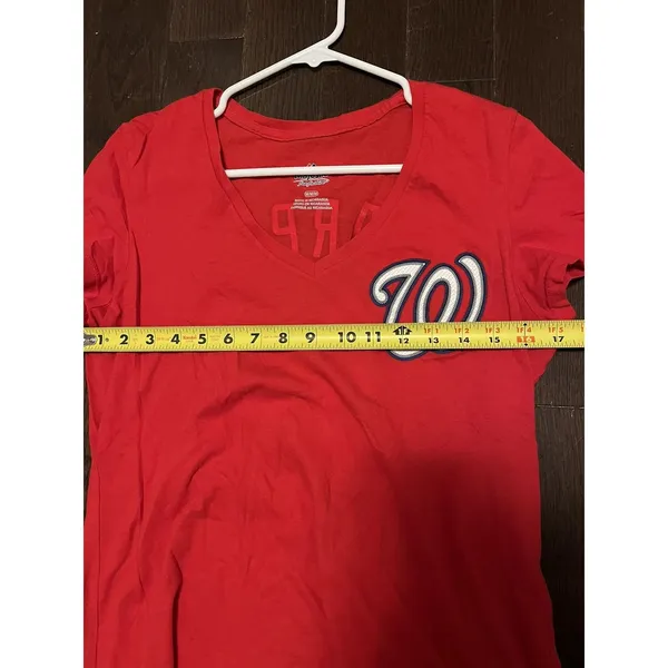 Majestic Women's Red Washington Nationals T shirt 34 Bryce Harper on back Med - Image 5