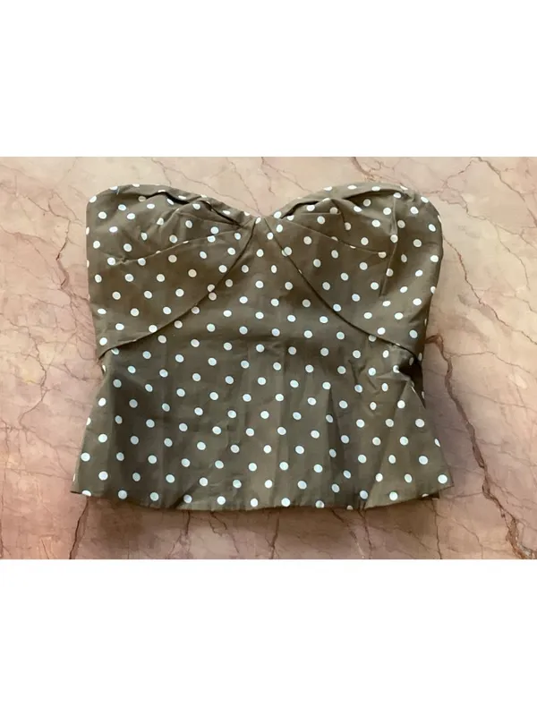 Amanda Uprichard x REVOLVE Soho Top in Chocolate Brown Polka Dot X-Small Womens - Image 4