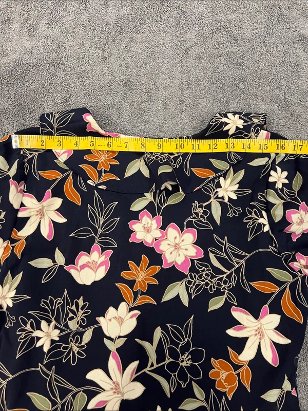 Blu Pepper Navy Floral Ruffle Wrap Peplum Blouse Bell Sleeve Large L - Image 11