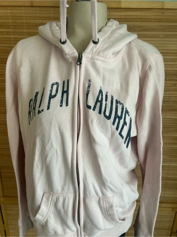 Ralph Lauren Full Zip Hoodie light pink Y2K vintage sweatshirt woman’s large - Image 2