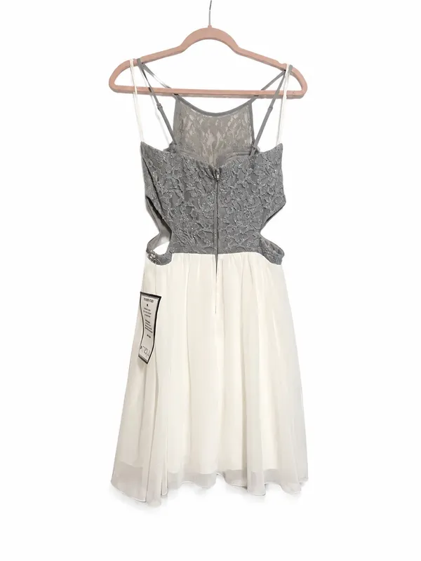 Speechless NWT White Silver Lace Cutout Beaded Homecoming Dress Size 11 - Image 9