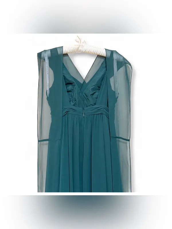 AZAZIE Womens Forest Green Vneck Chiffon Convertible Bridesmaids Dress Size A6 - Image 10