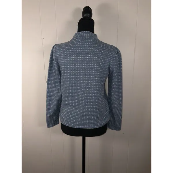 Madewell Jacquard Puff Sleeve Crew Neck Top Blue Lane Womens Size‎ M - Image 10
