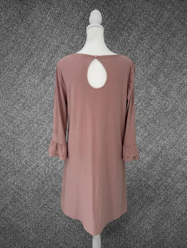 Pink Rose Vintage Blush Pink Ruffle Sleeve Swing Dress XL - Image 8