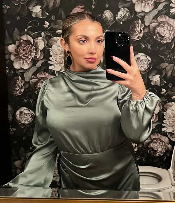 Sage Green Long Sleeve Silk Abercrombie Dress - Image 2