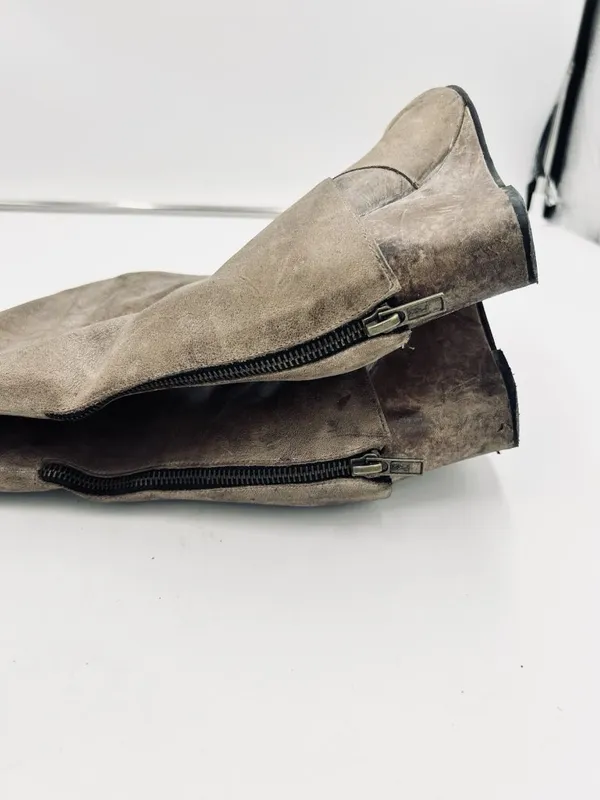 Steven by Steve Madden Taupe Leather 18" High Sz 6.5M Wedge Knee Boots - Image 13