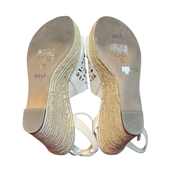 Marc Fisher Shoes Womens Size 11M‎ Beige Suede Studded Wedge Sandals Espadrille - Image 9