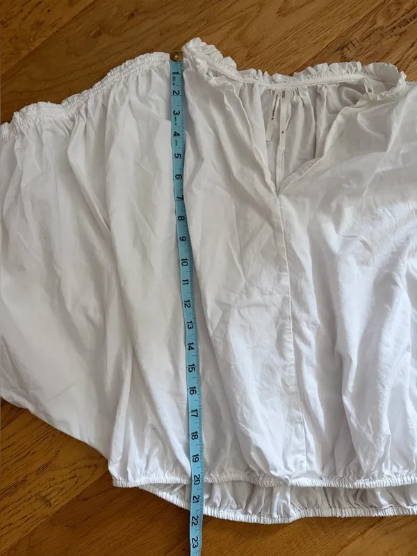 XL - ANTHROPOLOGIE - Women’s White Peasant Tie-Sleeve Crop Top oversized - Image 5