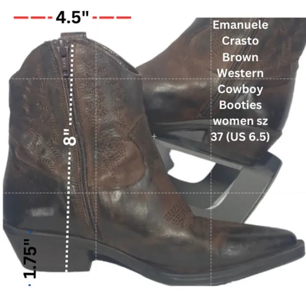 Emanuele Crasto Brown Western Cowboy Booties women sz 37 / US 6.5 - Image 2