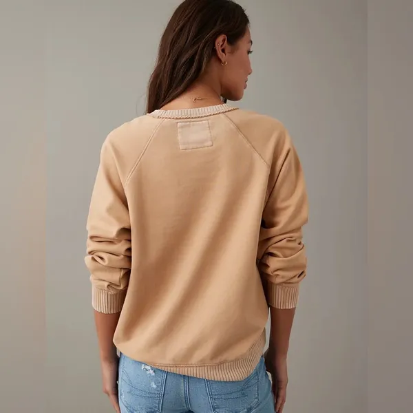 American Eagle Brown Funday‎ Graphic Raglan-Sleeve Sweatshirt - Image 5