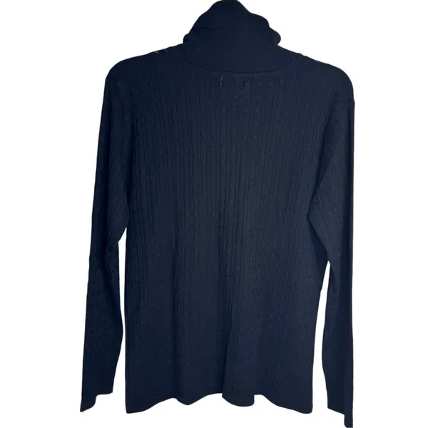 NEW Parisian Black Silk Cable Knit Turtleneck Sweater Womens Large Luxury VTG - Image 10