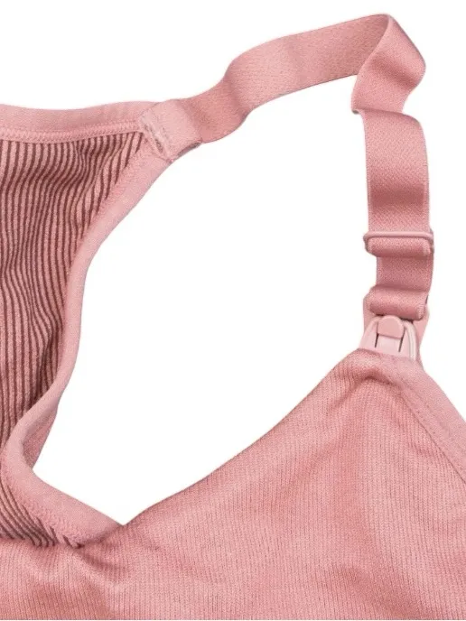 Auden Nursing Maternity Seamless Racerback Wireless Bralette - Dusty Rose Pink - Image 3