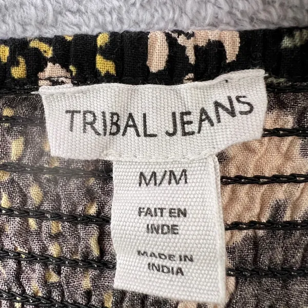 Tribal Jeans Floral Maxi Dress M Boho Black‎ Yellow Pink Summer Sundress Rayon - Image 7