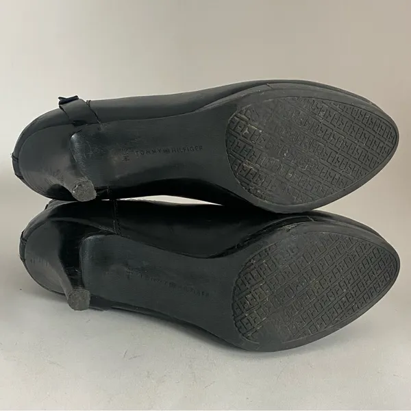 Tommy Hilfiger High Heels Boots Women’s size 9.5 Black Leather Buckle‎ - Image 9