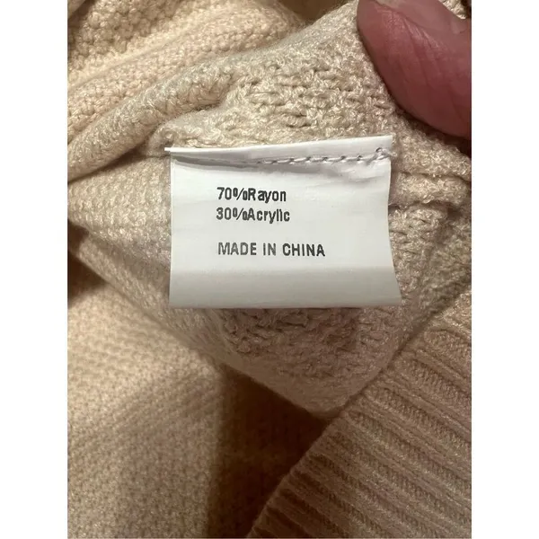 MEROKEETY Women's Long Sleeve Crew Neck sweater Knit Beige Sz M NWT - Image 5