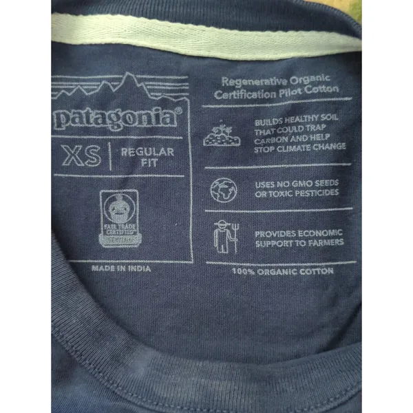 Patagonia Navy Road To‎ Regenerative Ringer Tee Womens XS Regular Fit Organic - Image 7