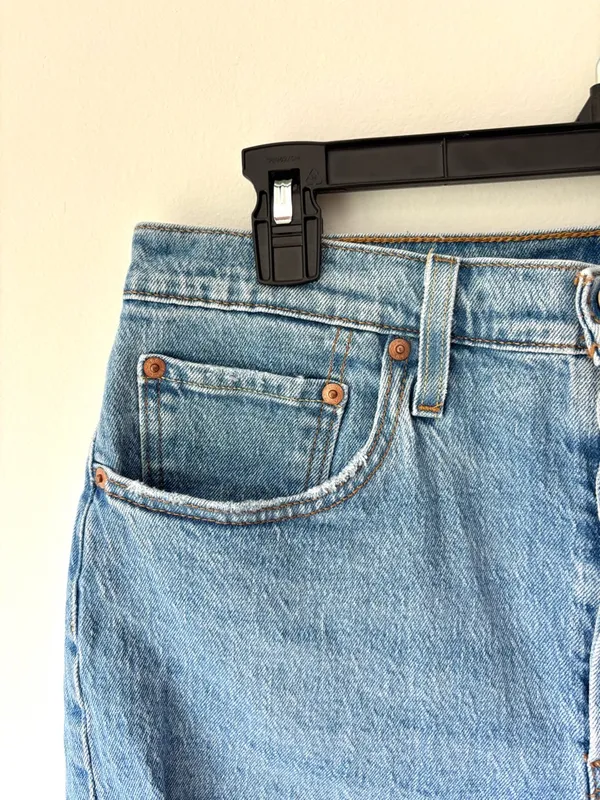 Levi’s 501 Jean Shorts Light Wash Denim Button Fly Distressed High Waist - Image 4