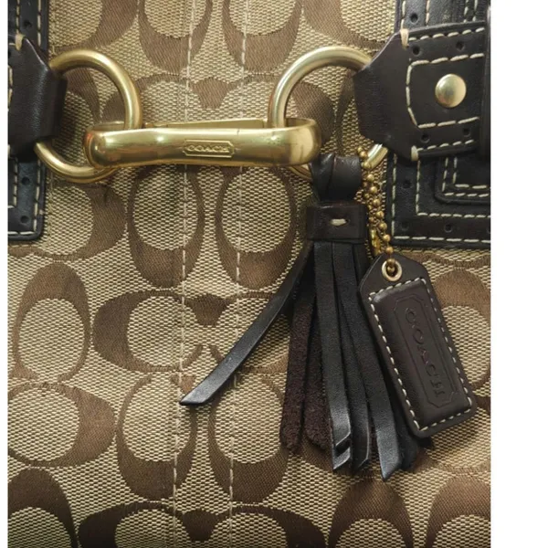 Vintage Y2K tan and brown Coach Signature Hampton bag - Image 9