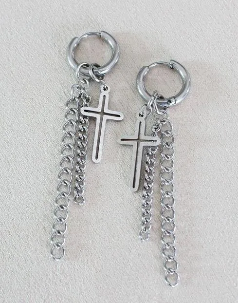 Cross Dangle Drop Earrings for Men Women Streetwear Unisex Hip Hop Style - Image 2