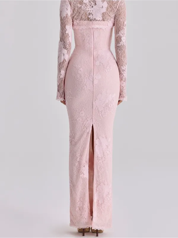 House of CB Lucienne Pink Lace Maxi Dress XS - Image 7